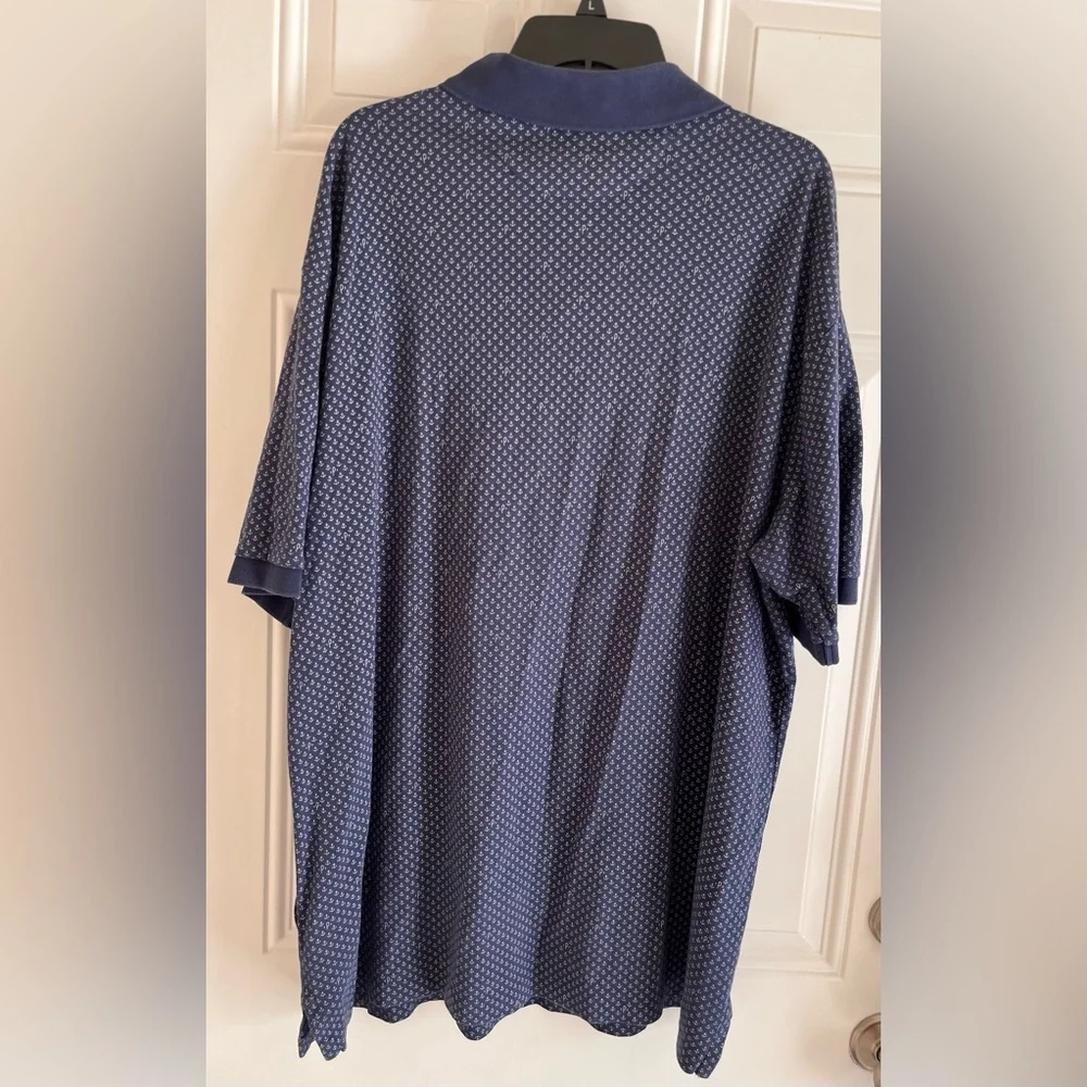 Polo Ralph Lauren Shirt Men Polo 2XLT Blue Anchor Allover Print Nautical Preppy‎